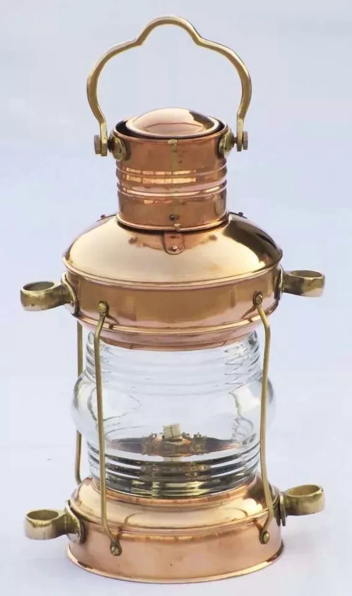 12" Vintage Brass Copper Anchor Oil Lamp Collectible Nautical Maritime Ship Lantern Oil lamp Boat Light