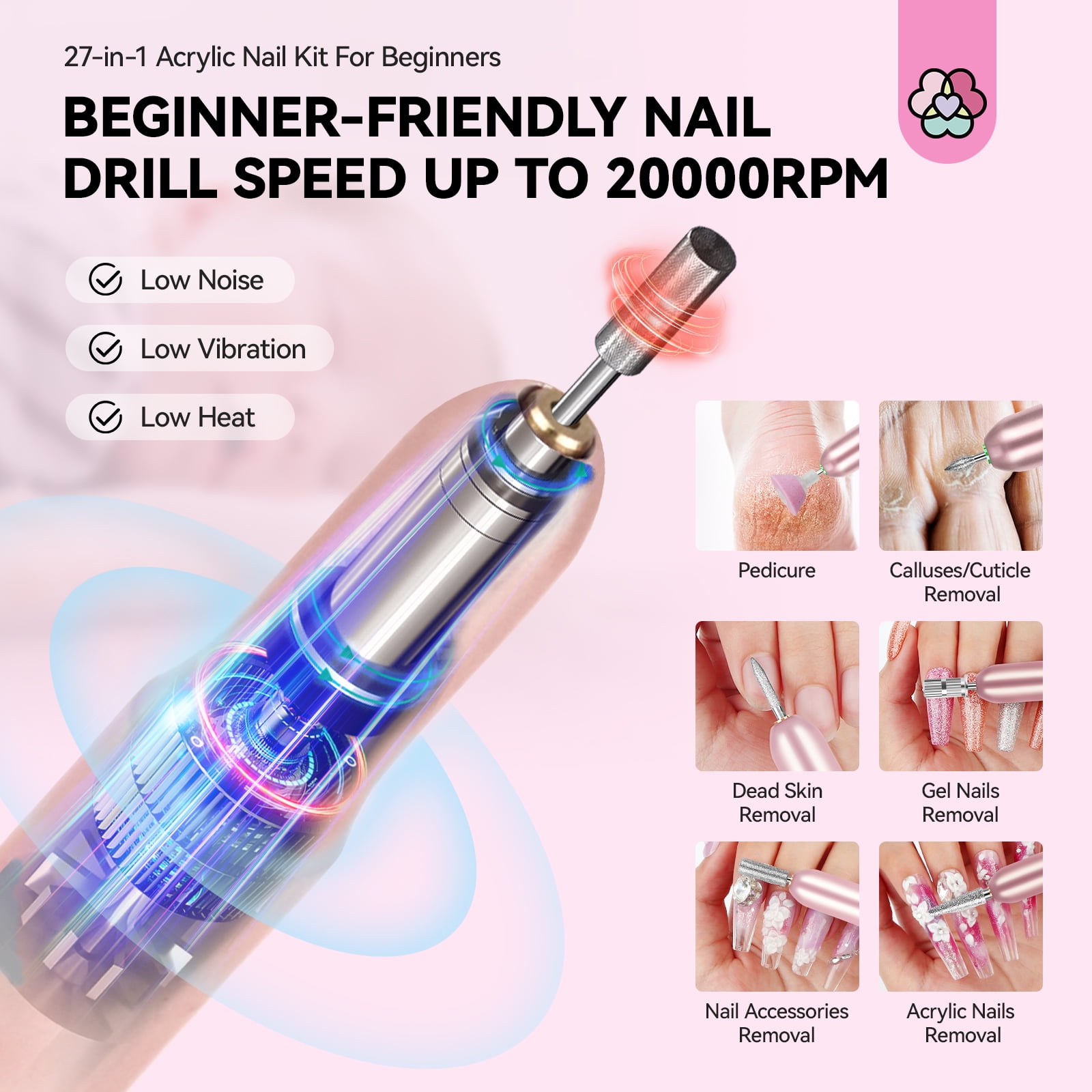 SAVILAND Complete Acrylic Nail Kit with U V Light : Acrylic Powder and Acrylic Liquid with Gel Nail Polish Nail Decoration Nail Art for Beginners