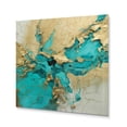 thumbnail image 2 of Designart "Captivating Liquid Ink in Turquoise and Gold" Abstract Marble Metal Wall Art, 2 of 5