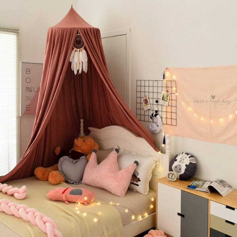 BUTORY Bed Canopy for Kids Soft Breathable Bed Curtain Canopy Round Dome Canopy Bed Cover Decorative Princess Hanging Canopy Oversized Large Curtain