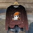 thumbnail image 2 of YUGYXL Womens Gradient Halloween Sweatshirts Fall Long Sleeve Ghost Graphic Pullovers Festival Party Tops Brown M, 2 of 9