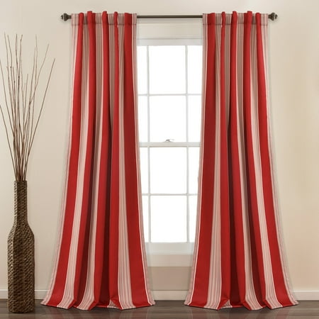 Julia Stripe Room Darkening Window Curtain Red Set 52x84