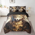 thumbnail image 2 of White Wolf Bed in a Bag 7 Piece King Size Cool Animal Wolf Bedding Sets Bohemian Exotic Comforter Set with Sheets 3D Wildlife Wolf Bed Set Boho Wolf Sheets, 2 of 5