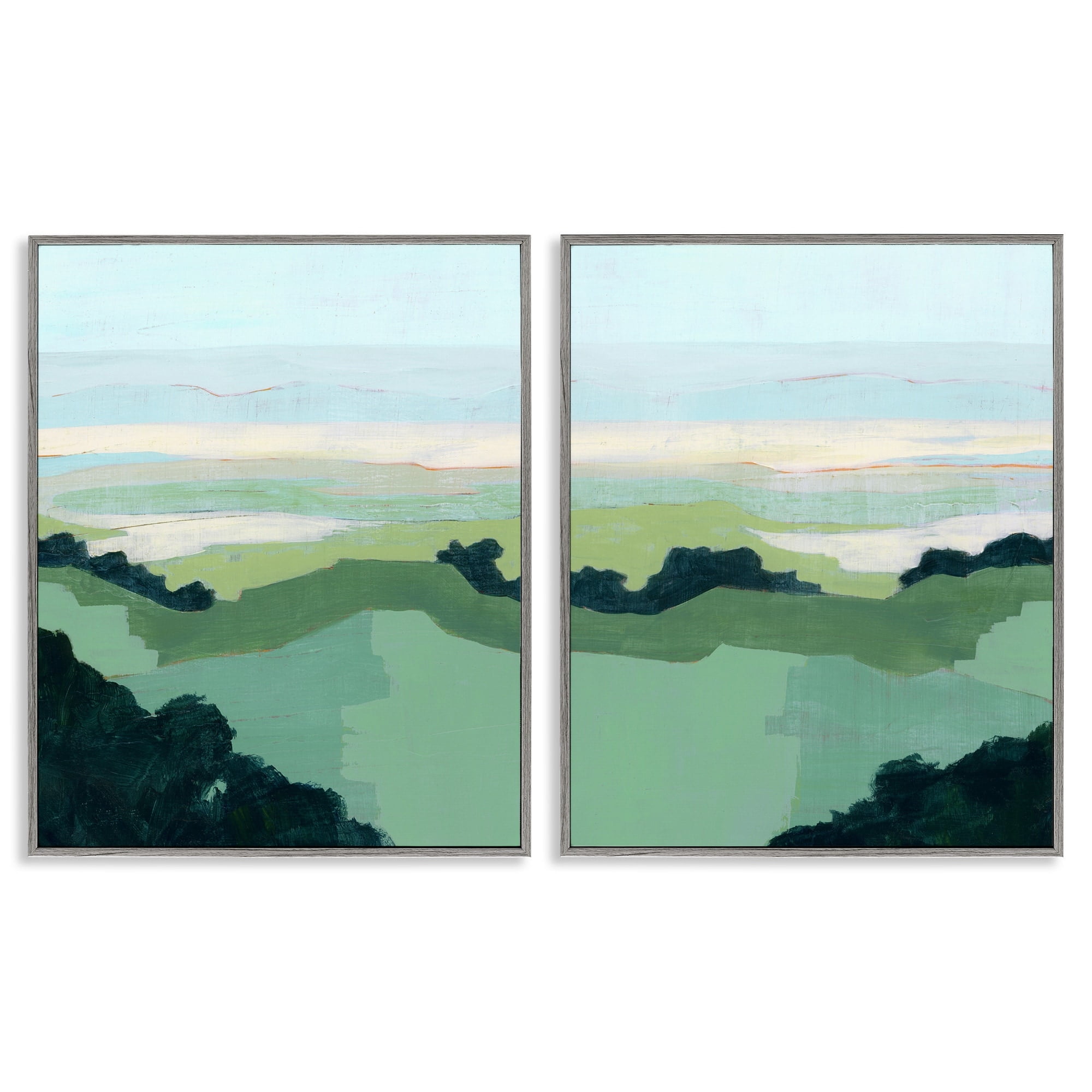 Stupell Industries Hill Side Nautical Landscape Abstract Greenery Gray Framed by Grace Popp