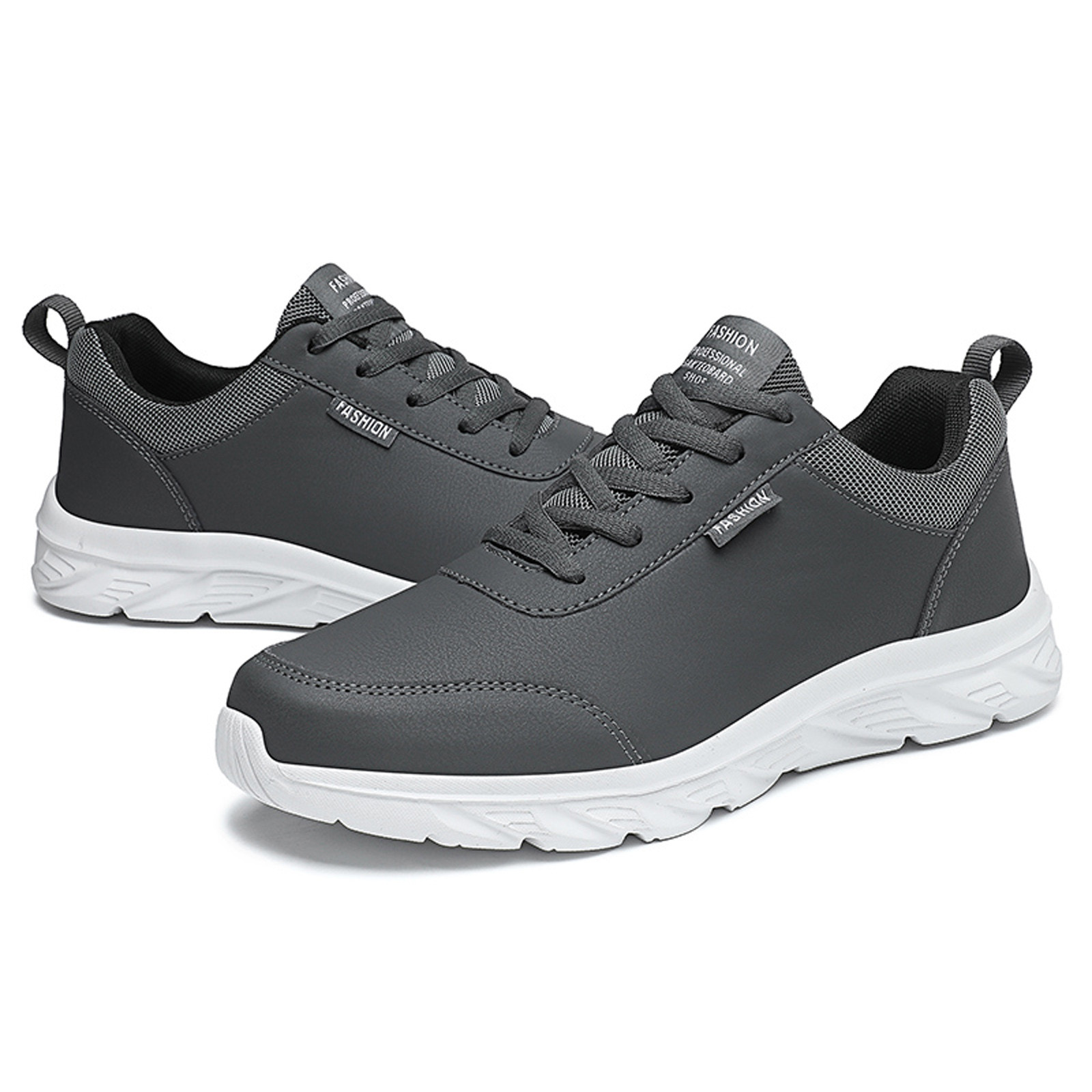 PEASKJP Mens Golf Shoes Men Soft Flat Breathable Comfortable Non Slip Sneaker Gym Tennis Shoes Grey 8.5 - image 3 of 5