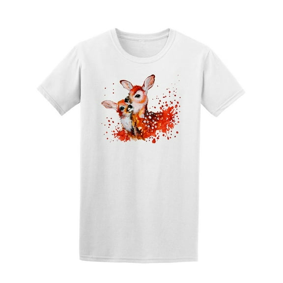 Cute Baby Deers Watercolor T-Shirt Men -Image by Shutterstock, Male Large