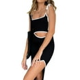 thumbnail image 4 of Qiylii Women Cutout Backless Maxi Dress Sexy Sleeveless Split Cocktail Dresses Bodycon Spaghetti Strap Long Dress Party, 4 of 9