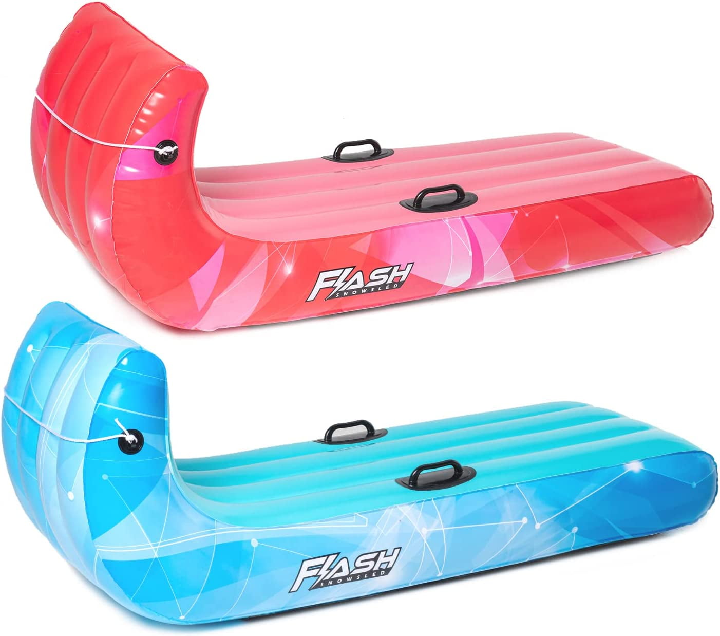 LIFECHOIC Snow Sled, 60" Giant Inflatable Toboggans 2 Pack, Snow Tubes
