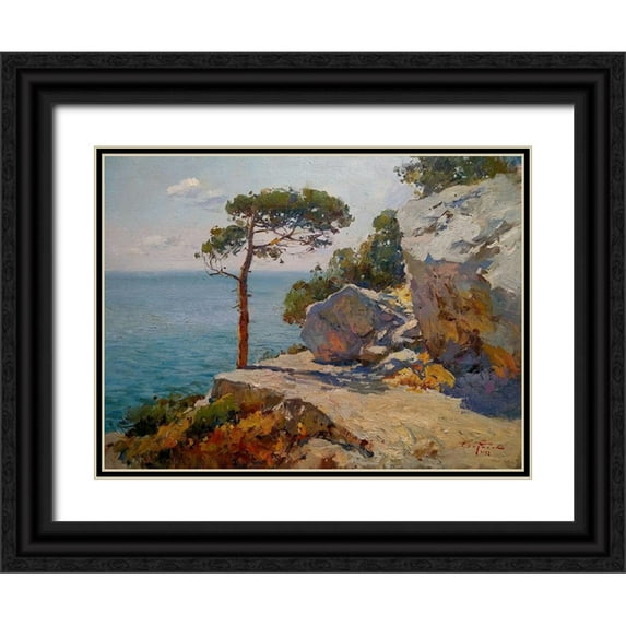 Sviridov, Sergei 24x19 Black Ornate Wood Framed with Double Matting Museum Art Print Titled - Rocky Coast V