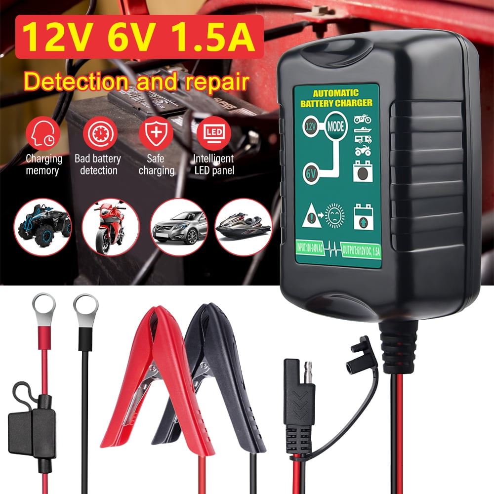 Welan 12V/6V Smart Battery Tender, 1.5A Battery Charger and Maintainer, Trickle Charger for Car Motorcycle