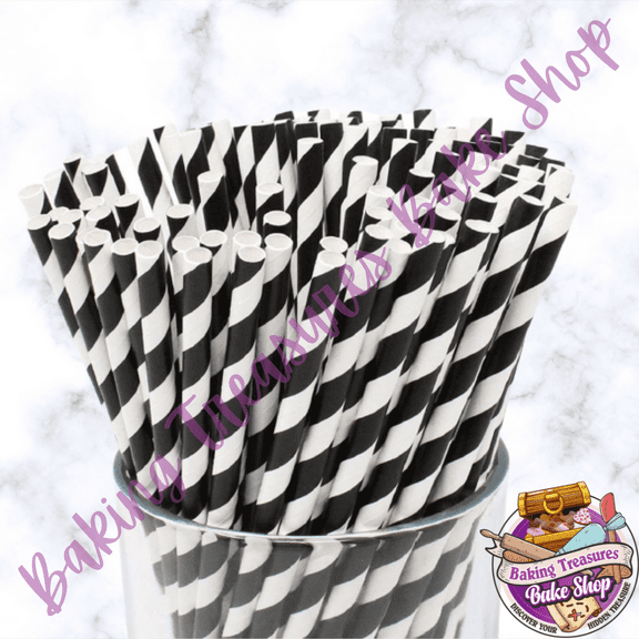 Black stripe Paper Straws