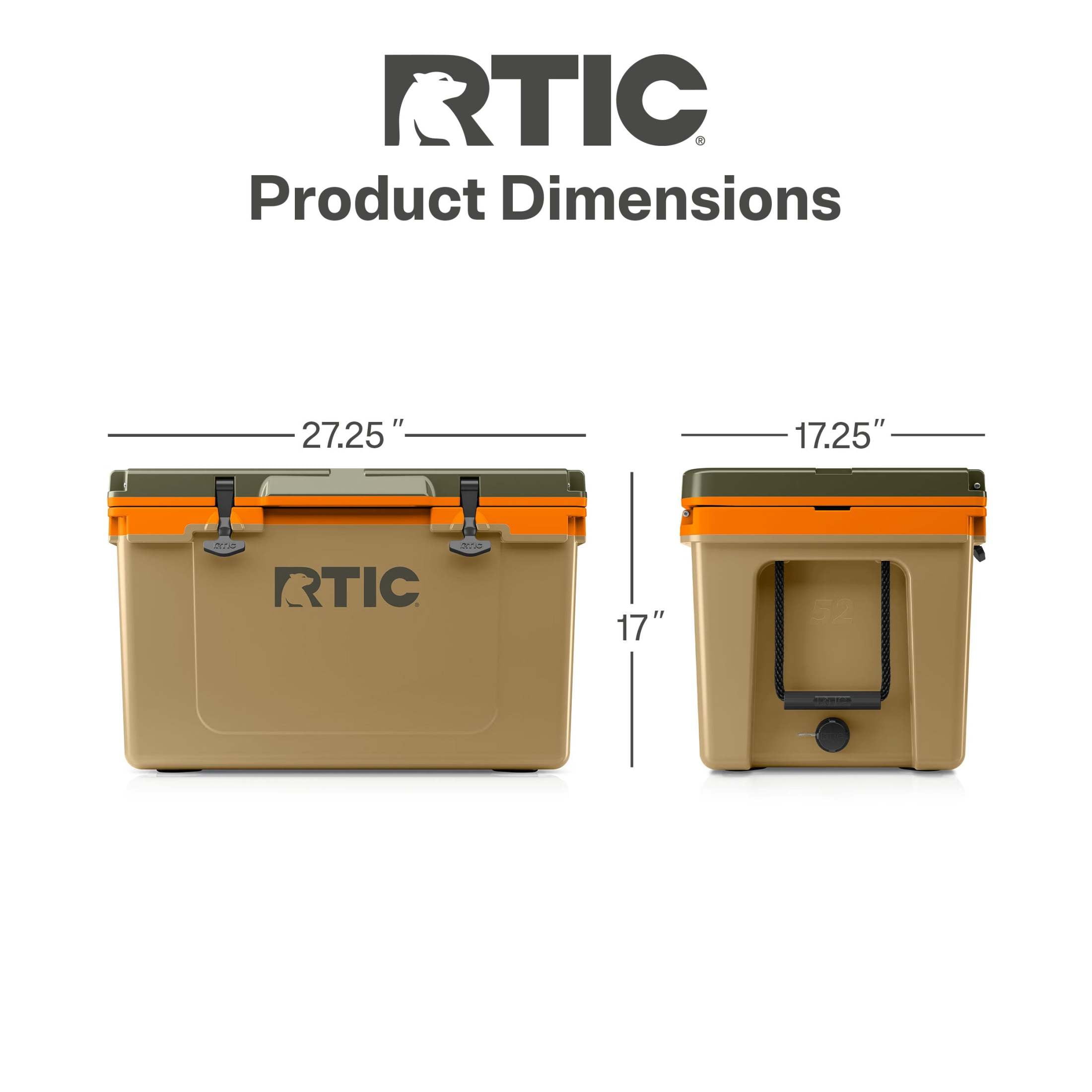RTIC Ultra-Light 52 Qt Hard-Sided Ice Chest Cooler, Fits 76 Cans, Trailblazer