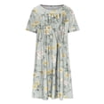 thumbnail image 4 of CHUANK Robe d'Été pour Femmes, Vacances à la Plage, Bohème, Plissée, Longueur Genou, Évasée, Midi, Robes d'Été pour Femmes, Décontractée, Col Ras du Cou, Manches Courtes, Imprimé Floral, Grande Taille, Robe de Fête Soleil, Noir, M, 4 of 5