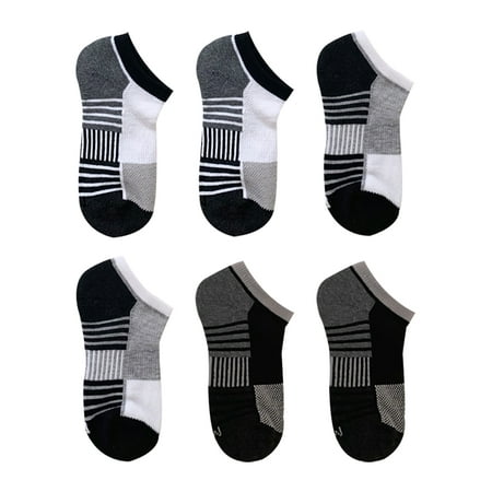 Athletic Works Boys' S-L No Show Socks, 6 Pack