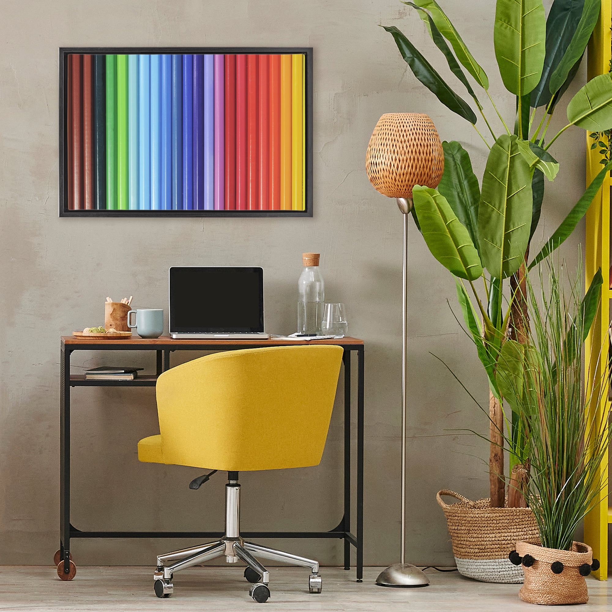 Stupell Industries Colored Pencil Lineup Black Framed Floater Canvas Wall Art, design by Tom Quartermaine