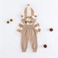 thumbnail image 2 of Infant Boy's Spring And Autumn Baby Clothes With Adjustable Waistband Pants Set Knitted Wool Sweater With Color Striped Pattern Baby Coat Suitable For 0 18 Months Old. Boy Set Clothes Brown 3-6 Months, 2 of 7