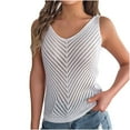 thumbnail image 3 of CLOISE Womens Tank Tops Loose White Summer V Neck Loose Casual T Shirts Fashion Sleeveless Solid Hollow Breathable Comfy Blouse XL, 3 of 5