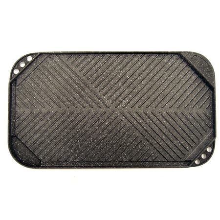 THE ROCK by Starfrit 10.6" x 19.5" Non-Stick Aluminum Reversible Grill and Griddle, 034614-004-0000