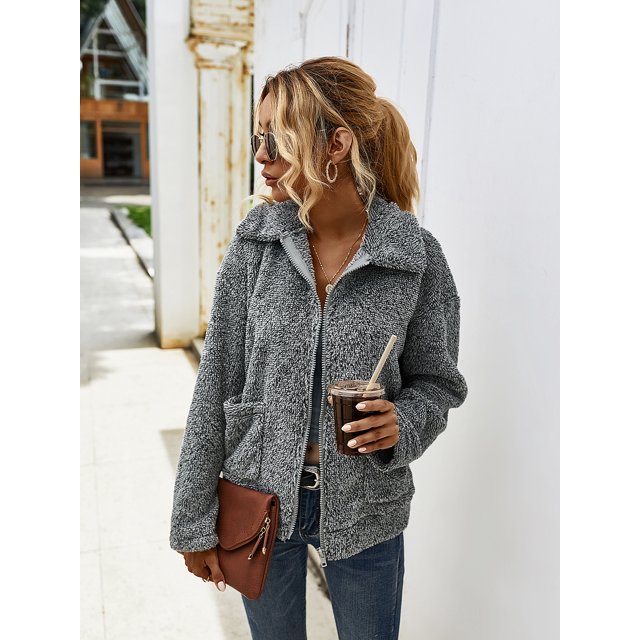 REDHOTYPE Women's Button Long Sleeve Brushed Jacket Coats with Pockets