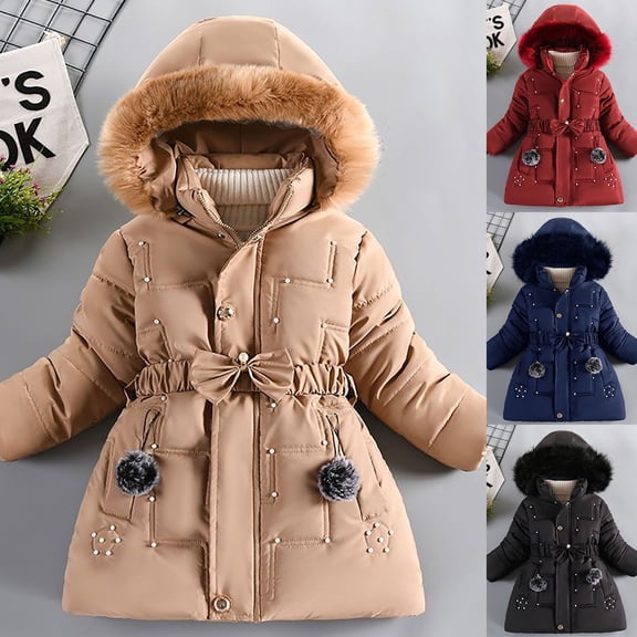 Faraee Toddler Girls Winter Coat Warm Waterproof Snow Down Jacket Fleece Lined Overcoat Snowsuit Puffer Hooded Outerwear 3t 4t 5t 6t 3-8 Years