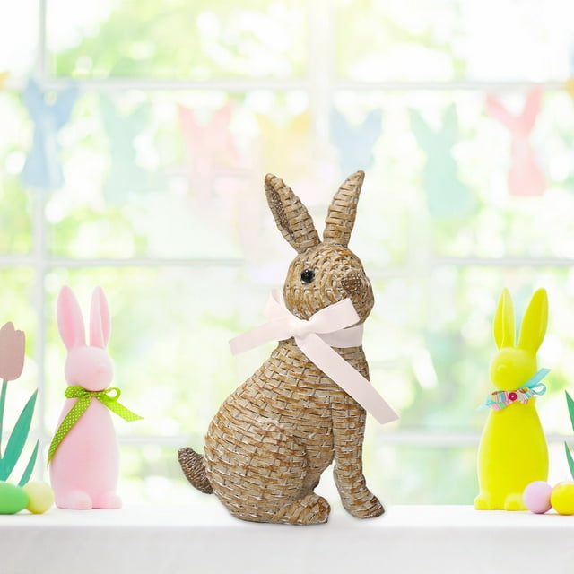 Binwennn Vine Effect Resin Rabbit Easter Decoration Table Rabbit Easter Decoration Spring Rabbit Decoration Statues Family Farmhouse Statues Ornament Christmas Decorations And Third Christmas Ornament