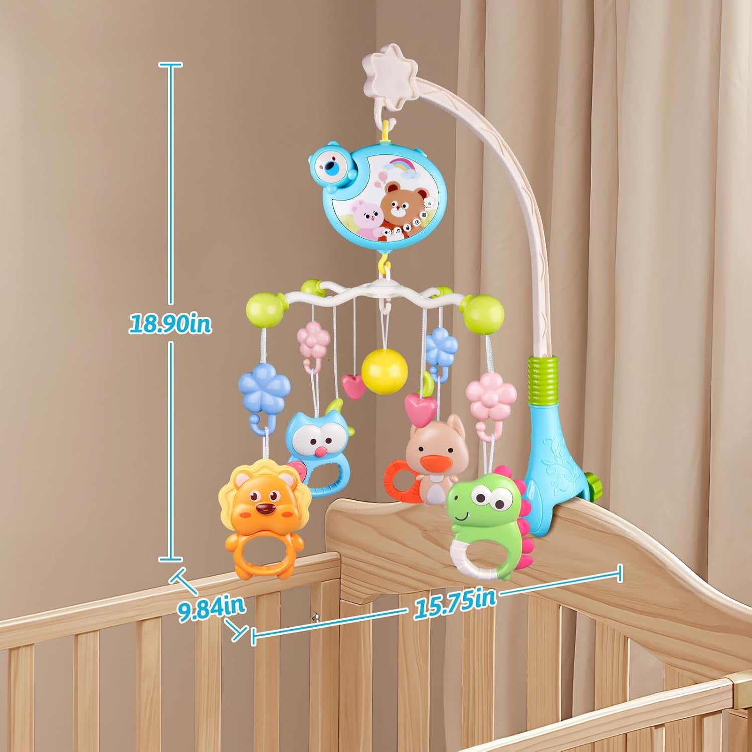 FAKYFJ Baby Crib Mobile Toys with Music, Light & Remote – 5 Toys