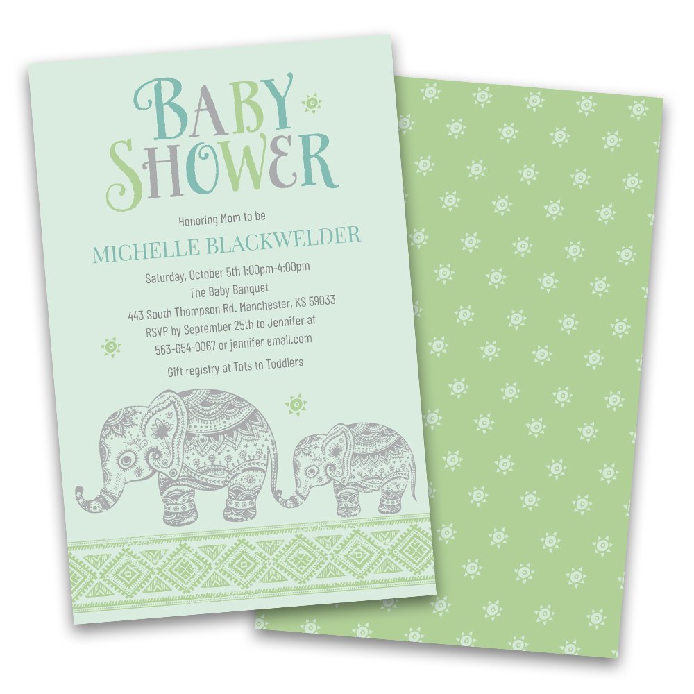 Personalized Baby Elephant Personalized Baby Shower Invitations
