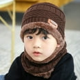 thumbnail image 3 of Generic Children's Lightweight Hats Contrast Colors Knitted Warm Winter Hats for Kid Hat+Scarf Two Piece Set for Toddler Headgear Adjustable Breathable Sun Protection (,Coffee), 3 of 4