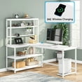 thumbnail image 2 of Tribesigns Modern Built In Charging Station L Shape Desk with Storage Shelves, White, 2 of 5