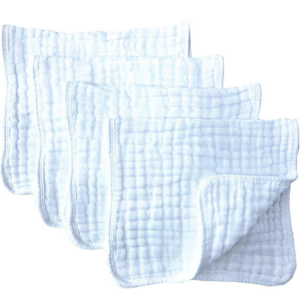 Muslin Burp Cloths 4 Pack Large 20" by 10" 100 Cotton 6 Layers Extra