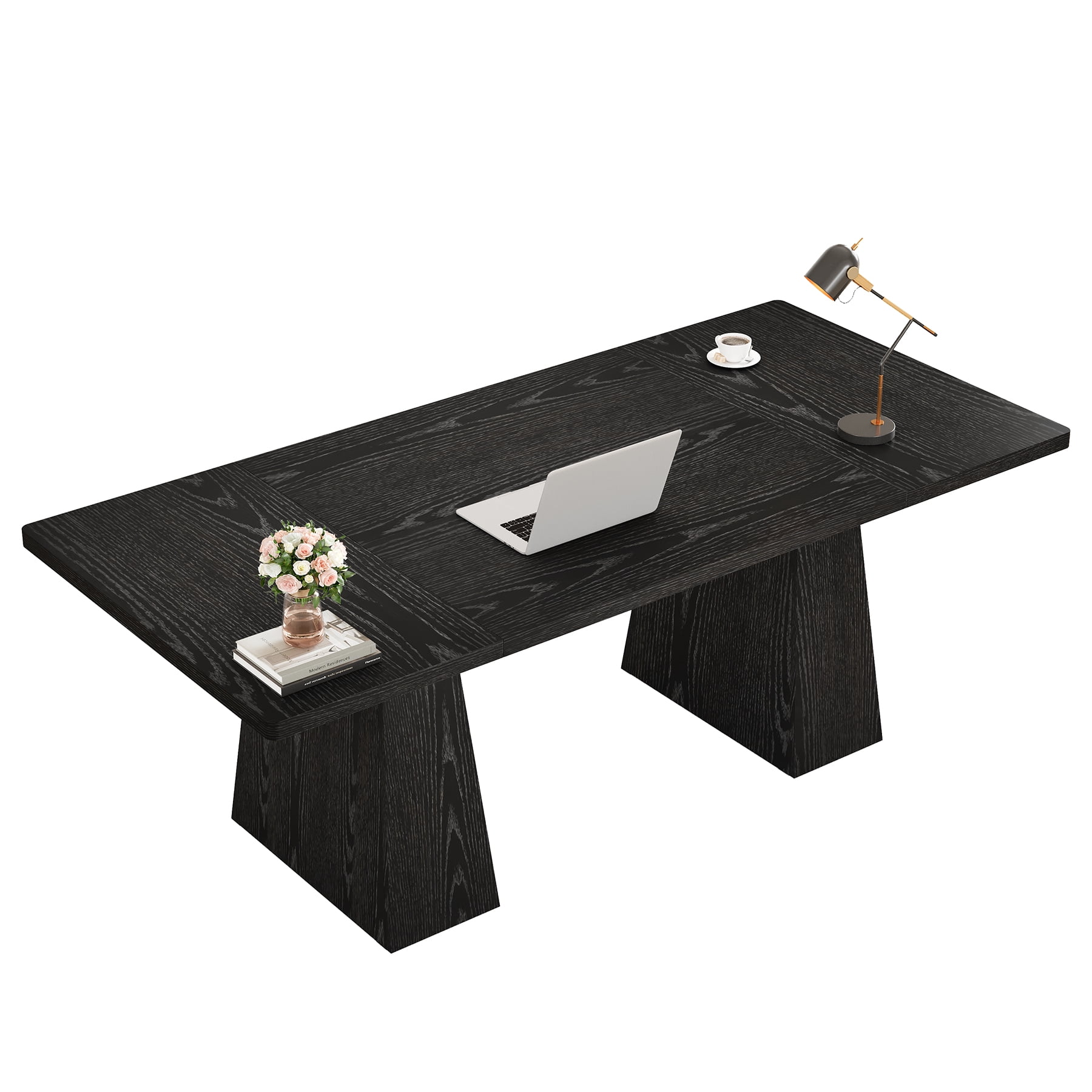 Fnova 63" Home Office Computer Desk, Black Modern Executive Desk, Writing Desk, Easy to Assemble