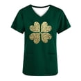 thumbnail image 2 of TaTaai Womens St Patricks Day Print Short Sleeve V Neck Pocket Top Loose Fit Casual Nursing Uniform Tunic Holiday Gift, 2 of 5