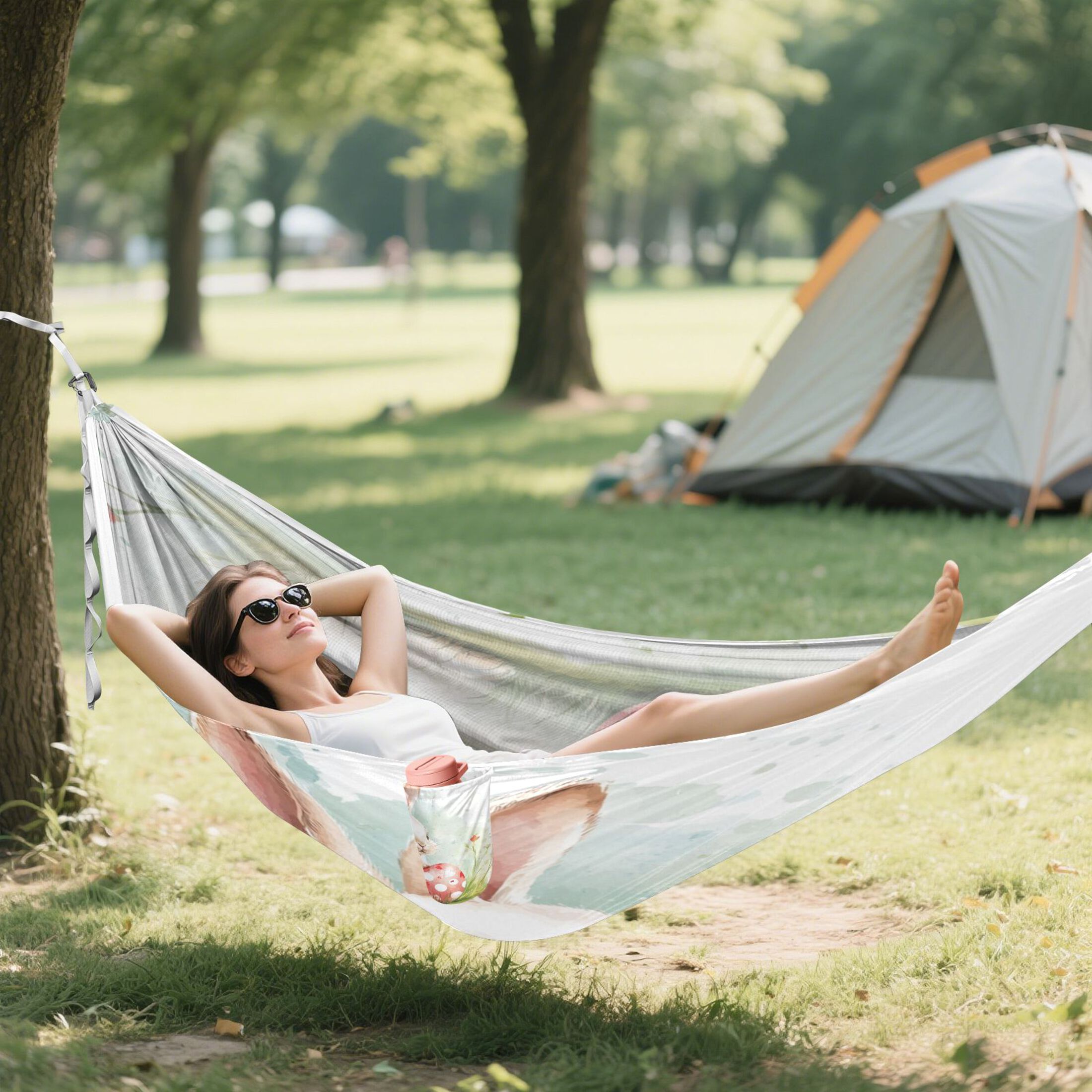 Hammock Camping Hammock Nylon Portable Hammock Travel Camping Hammock Easter White Rabbit