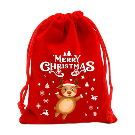 Christmas Gift Bag, Christmas Candy Bag, Red Velvet Christmas Tree Decoration Bag for Fruit Packaging, Durable Reusable Flannel Snack Pouch 15x20cm Perfect Holiday Gift Wrap