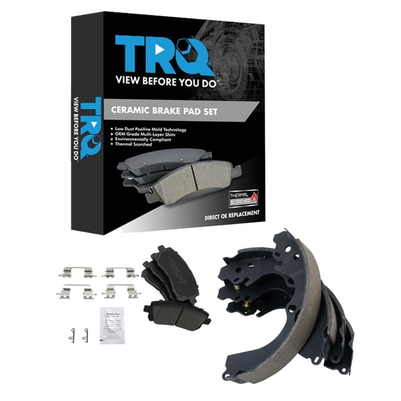 TRQ Front and Rear Brake Pads Ceramic Hardware Fits 1998-2002 Subaru Forester 1998-2003 Impreza 1997-1999 Legacy
