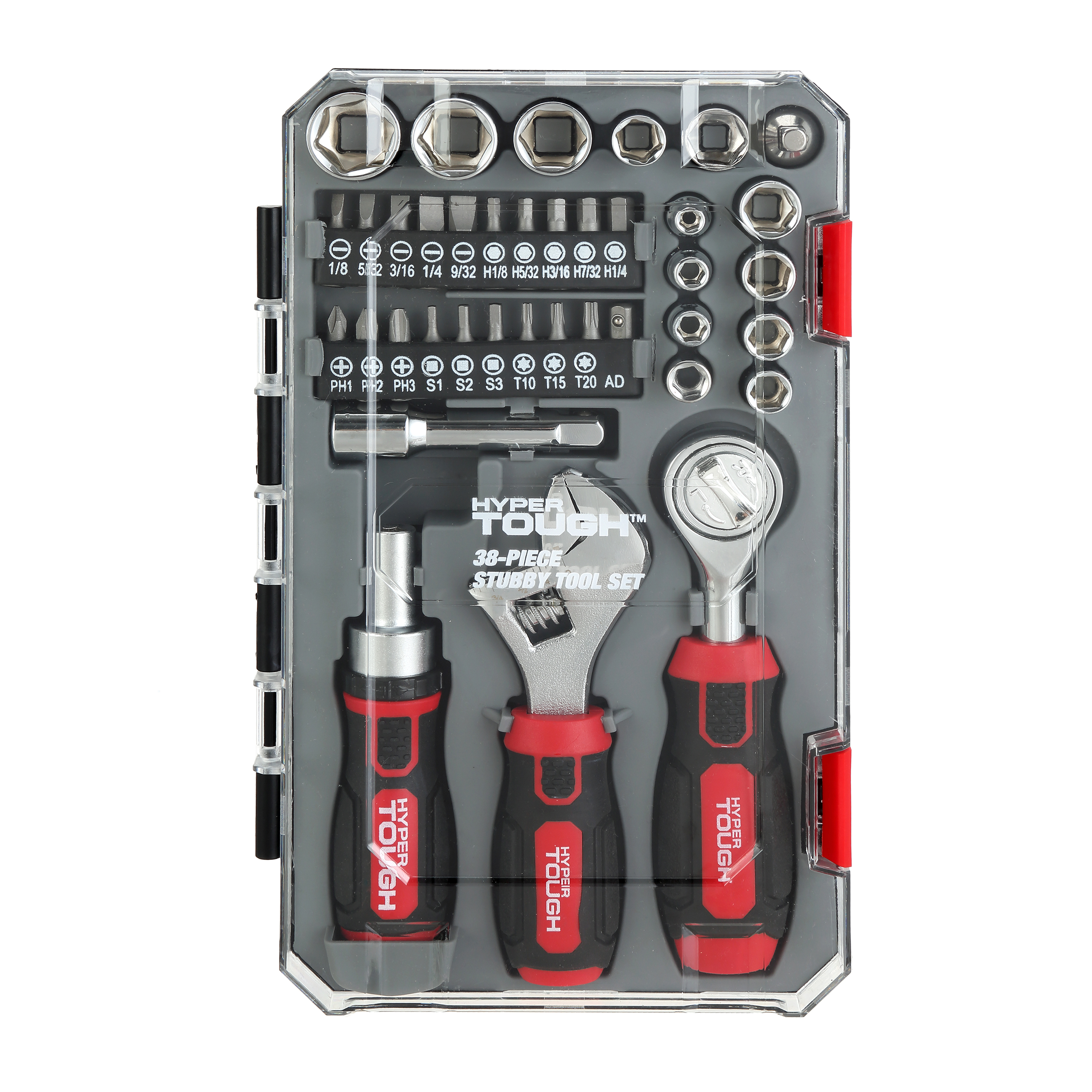Hyper Tough 38 Piece Multi-Size Stubby Wrench and Socket Set For Home Use - image 2 of 13