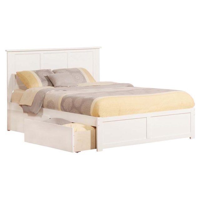 Pemberly Row Lit Plateforme Très Grand avec Rangement, Blanc