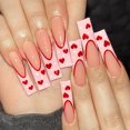 thumbnail image 1 of Uñas postizas Sutaozhi 24 piezas diseño largo cuadrado con corazones, 1 of 7