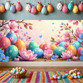 thumbnail image 6 of Easter Bunny Floral Egg Backdrop Decorative Photo Banner Spring Photography Props Celebrations Kid's Party Easter Decorations Event Decor, 6 of 7
