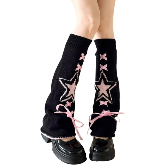 Lanola Girls Kawaii Leg Warmers Cute Knit Leg Warmers for Women Girls Baggy Ripped Leg Warm Socks Long Boot Socks