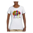 thumbnail image 2 of Wild Bobby, Colorful Painted Lip, Streetwear, Women Graphic Tee, White, X-Large, 2 of 5