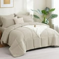 thumbnail image 6 of Size Comforter Set - 7 Pieces Bed in a Bag King, Complete Bedding Sets Bed Set for All Season with Comforter, Flat Sheets, Fitted Sheet, Pillowcases & Shams Oatmeal, 6 of 7