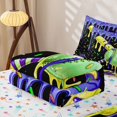 thumbnail image 5 of Homewish Green Purple Drippy Baseball Bat Print Zipper Twin Comforter Sets with Fitted Sheet and 2 Pillowcases,Colorful Sports Zipper Bedding Set For Kids Boys And Girls,Reversible,4-Piece, 5 of 7