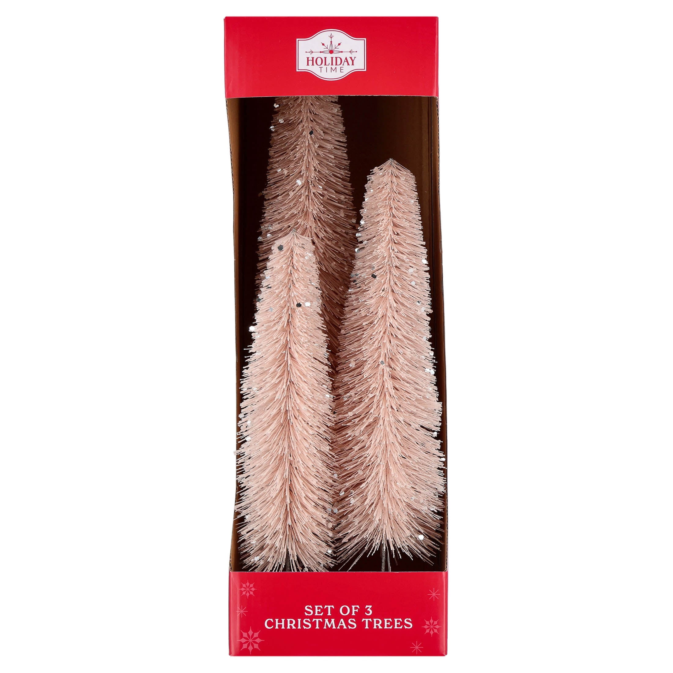 3-Piece Christmas Village Tree Set, Pink, by Holiday Time