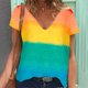thumbnail image 2 of Tops de talla grande para mujer, con estampado de corazones, a rayas, con cuello en V, manga corta, blusas a la moda, Tops con manga casquillo Pompotops  hkajfhjk464170, 2 of 9
