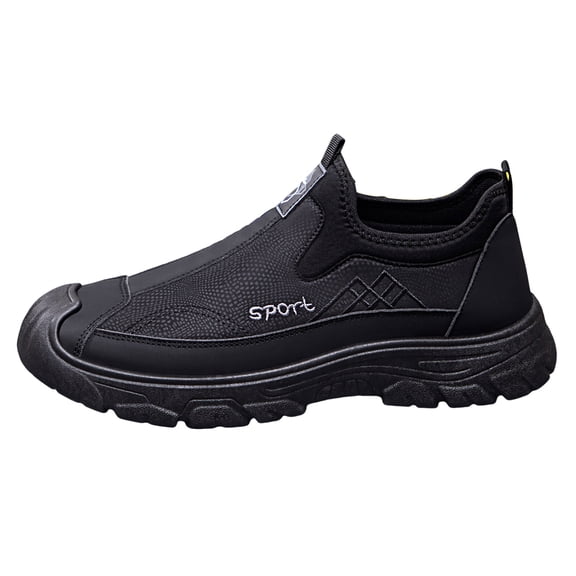 Men's Slip On Running Shoes Waterproof Low Top Garden Shoes Comfortable Wide Toe Box Non Slip Work Shoes Black Size 8