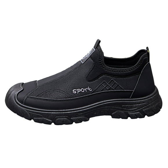 Men's Slip On Running Shoes Waterproof Low Top Garden Shoes Comfortable Wide Toe Box Non Slip Work Shoes Black Size 7.5