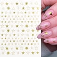 thumbnail image 2 of Pegatinas de uñas de estrellas, accesorios de decoración de manicura, plata, oro rosa, sólido, láser hueco, pegatinas deslizantes autoadhesivas Gao Jinjia LED, 2 of 2