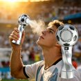 thumbnail image 2 of JWCJ Football Shaped Handheld Fan, 5000mAh High Capacity Portable Personal Fan, 6-Speed LED Screen Mini Fan for Outdoor Events, Stadium and Travel, Silver, 2 of 9