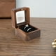 thumbnail image 4 of Caja de madera para anillos | Joyero para compromiso, boda, propuesta de matrimonio, con forro de terciopelo y cierre magnético | Compacto, 6 x 6 x 4 cm, estilo retro, recuerdo para anillos, an, 4 of 5